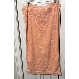 Vintage Cannon Bath Towel Orange sculptured leaf design 70's peach color